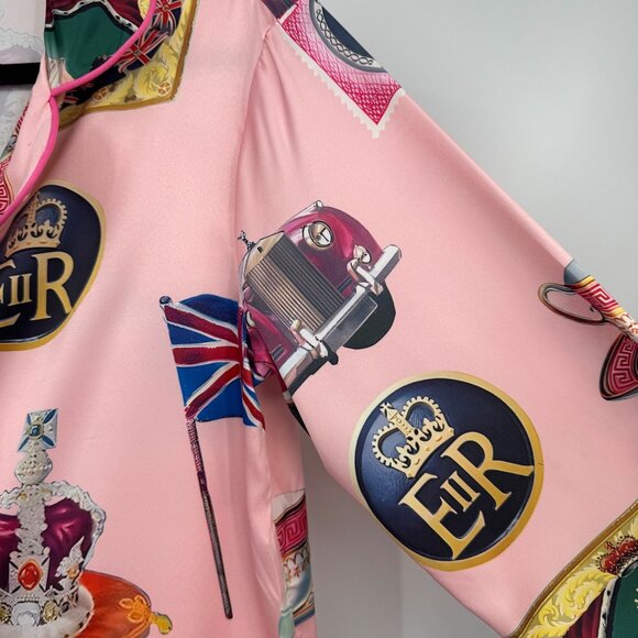 Sheshow Queen Elizabeth II Vintage Pajama Set woman’s size Small Pink long set - Picture 9 of 16